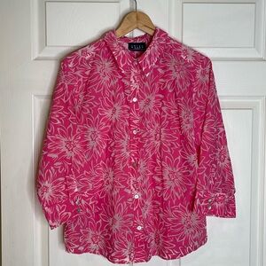 Liz Claiborne Pink Floral Button Down Shirt